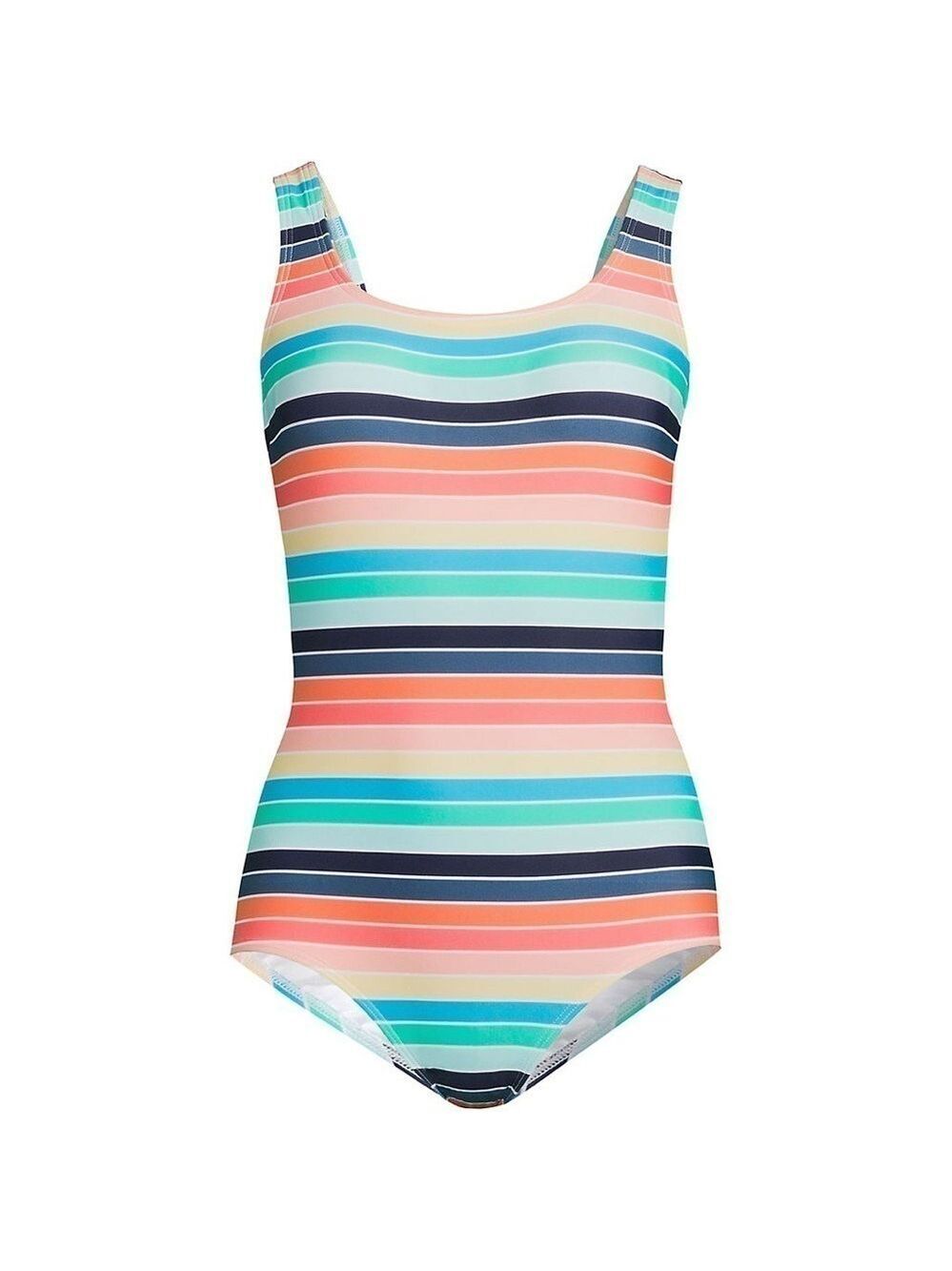 NWOT Lands End Women’s Soft Cup Tugless Sporty One Piece Swimsuit Stripe 22W